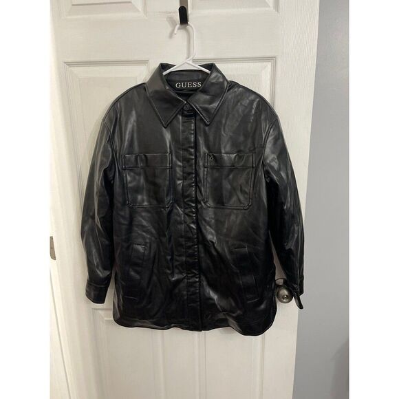 Guess Faux Leather Jacket Size S Black New With Tags - Picture 5 of 11